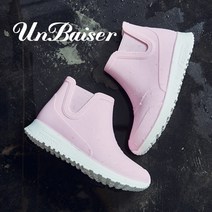 UNBAISER 커플 레인부츠 여 패션 미끄럼방지 워터슈즈 남자 청년 학생 레인부츠 한국판 고무신에 면내마모 작업복 슈즈