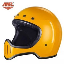 빈티지 클래식 라이더 AMZ PIONEER 오토바이 헬멧, 특대옐로우 AMZ 파이오니어