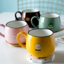 귀여운 아기자기 동물 프린팅 가정용 주방용 머그컵 185121EA, 핑크, 본상품선택