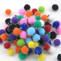 [홈앤스쿨] 칼라 반짝이 뿅뿅이 (20mm) 폼폼이 솜방울 단색 혼합색상, 갈색