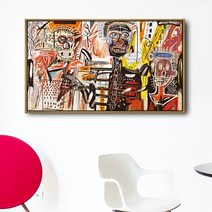 Jean-Michel Basquiat 장 미쉘 바스키아 작품 속물들 카페 호텔 거실 인테리어 캔버스 벽걸이 그림액자, 블랙