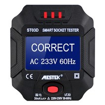 mestek socket tester 콘센트 테스터 rcd gfci ncv test eu us uk ground zero line 30ma smart socket detector, eu 배터리 필요 없음