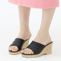 여성 통굽 키높이 웨지힐 셔링 슬리퍼 티파니