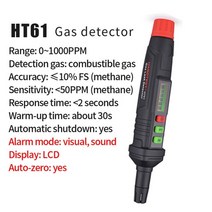 가스측정기 가스 전기 농도 각종 측량 측정기 habotest 펜 유형 가연성 가스 누출 감지기 0-1000ppm 사운드 앰프 화면 경보 가연성 가연성 천연 가스 ch4 공동, ht61