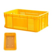 플라스틱 바구니 농산물 식품 사각 운반 상자 6호 2개, 상자6호(노란)2개