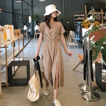 옆트임 허리밴딩 루즈핏 데일리 롱 여름 원피스