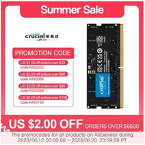 노트북 추가 메모리 램 메모리용 Crucial DDR5 RAM 4800MHz 5200MHz 5600MHz SODIMM 1.1V 16GB 32GB 48GB, 32GB 4800MHz x 5 개