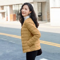 DFMEI 브이넥 패딩 안감 여성복 슬림 다운 점퍼