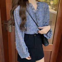드레스날다 선선한바람 플라워 프릴 블라우스(mbl1373)