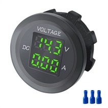 다운컴버터 DCDC컨버터 자동차 미니 방수 듀얼 전압 VA 3 자리 라운드 LED 패널 12-24V 디지털 전류계 테, 03 Green
