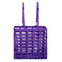 승마 승마용품 승마장비 부츠 헬멧 말안장 말용품 장갑 안장 조끼 모자 박차 느린 사료 말 건초 가방 암소 염소를위한 쉬운 사료 건초 그물 조정 가능한 보관 가방, 퍼플