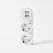 한샘 심플탭 USB 2포트 2구 일자 어댑터_화이트