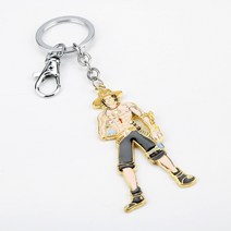 Hot Anime 일체형 열쇠고리 Luffy 에이스 모자 천희합금 열쇠고리 자동차 타리스만 브래킷 Chaveiro 펜던트 해적 해골 열쇠고리, 금.