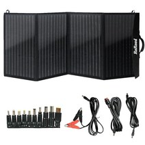 RoRood 태양열 발전기와 호환되는 100W 18V 접이식 패널 휴대용 패널 배터리 충전기 USB QC3.0 포트 및 DC 출력(커넥터 10개) 야외 캠핑 트레일러 비상 전원