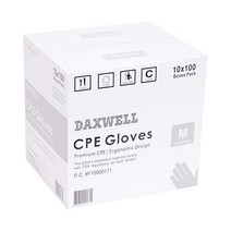 Daxwell 폴리 장갑 엠보싱 프리미엄 캐스트 폴리에틸렌(CPE) 파우더 프리 중간 투명 F10000171(1 000개들이 케이스)