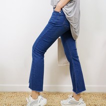 어썸메이드 여성 밴드 워싱 나팔 밑단 컷팅 미친스판 부츠컷 청바지