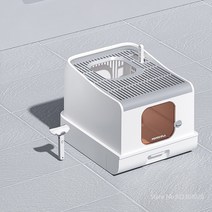 고양이자동화장실 서랍이 있는 큰 상단 입구 고양이 배변 상자 완전 밀폐 스플래시 방지 새끼 화장실 자동 액세서리