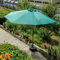 야외 파라솔 색깔 해변 테라스 우드 태슬 방수 그늘말 그늘막 양손자유 튼튼한, 그린+베이스, 300x150cm