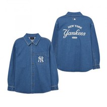 MLB 컬시브 로고 데님 셔츠 NY (Indigo)