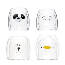 홈카페 귀여운 동물 내열 이중 유리컵[플라라], Bear 260ml