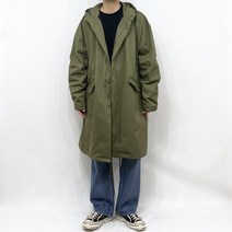 남자 겨울 피쉬 테일 후드 야상 개파카 (2color)