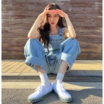 여성 송연페이 스타 동종 23 봄여름 신한판 와이드 캐주얼 데님 멜빵바지 일자 와이드 팬츠 여 코디 편안한