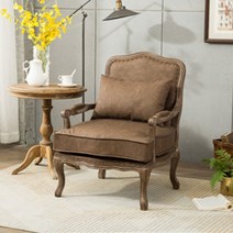 1인용쇼파 원목쇼파 가죽 린넨 패브릭 거실 미니 빈티지 클래식 안락의자, 빈티지 브라운