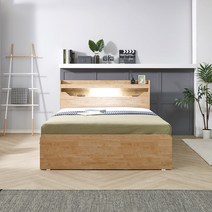 노랑나무 로즈 LED 조명 3단 수납 침대 프레임 틀 SS Q, 높이300, 네츄럴