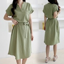 [NewCare] 여름 린넨원피스 브이넥 편한 루즈핏원피스