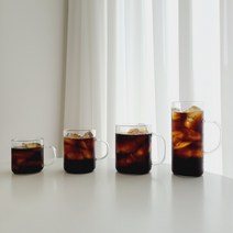 투명 내열유리 가벼운 유리컵 손잡이 머그컵 아이스아메리카노잔, 430ml(high)