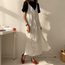 라이트 주름 뷔스티에 롱원피스
