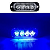 오토바이 트레일러 4LED 자동차 스트로브 경고등 그릴 깜박이 고장 비상 조명 트럭 비콘 램프 LED 사이드 라이트 12V, 없음, 4LED Blue+1pcs Fixed mode 12v