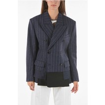 Maison Margiela MM1 더블 브레스트 피크 LAPEL PINSTRIPED 블레이져 S51BN0391 S53178 002