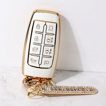 벤오토 현대 제네시스 G70 G80 G90 EG900 GV70 GV80 스마트 TPU 키케이스 키홀더 키커버 키링 스트랩 키용품, JH-GI8B, 화이트골드