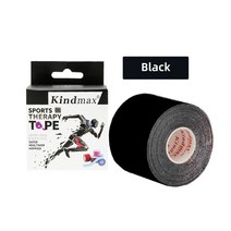 Kindmax 5 크기 100 면 탄성 운동 요법 테이프 스포츠 물리 치료 회복 붕대 실행 무릎 근육 보호기, 검은색, 7.5cm x 5m