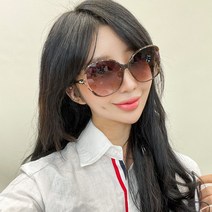 VANANA2 중년 마담 스타일 빅사이즈 뿔테 큐빅 컬러 선글라스 크리스탈커피 커피투톤