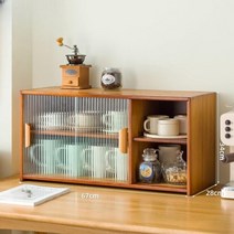 감성 술장식장 미니찬장 그릇장식장 나무장 커피장 그릇장 식탁위수납장 차, 브라운67cm-선반형