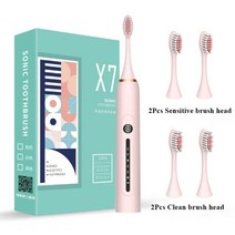 음파 칫솔 스마트 전동 칫솔 울트라 소닉 자동 칫솔 USB 빠른 충전 IPX7 방수 성인 선물 음파 칫솔 전동 칫솔 USB 충전, pink 4 head_3, 02 pink 4 head