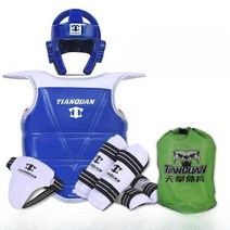 태권도 보호대 겨루기 발등 정강이 몸통 팔 보호구, 6종 세트  3호(블루)