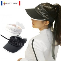 까스텔바작 여성 골프 쉬폰 리본 썬캡 챙넓은 보석 레터링 썬바이저 CW705, CW705 썬캡 화이트