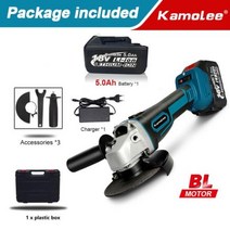 무선그라인더 전기 앵글 그라인더 18500rpm 100mm125mm 45 인치 마끼다 18V 배터리와 호환되는 4 단 스피드, 1x5.0Ah ToolBox Set+125mm EU