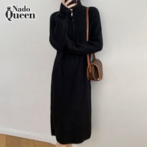 나도퀸 세이라 지퍼 하이넥 골지 니트 원피스***판매자 퀸앤조이***