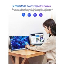 게이밍모니터 와이드 모니터 커브드 UPERFECT-휴대용 PC 게임 15.6 인치 터치 스크린 1080P IPS 디스플레, 04 EU 플러그