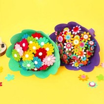부직포 사탕 펠트 꽃다발 만들기 DIY 6종 택1 졸업식 화이트데이 선물, 색단추그린