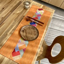 하마공방 색동 모시 전통 조각보 테이블 러너(숏버전), 80cmX30cm, 연분홍색