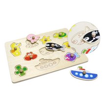 8개월아기 인지발달 해양 원목 꼭지퍼즐 유아용퍼즐추천 3살 3세, 1개