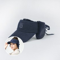 300야드 코듀로이 웜 바이저 여성 겨울 썬캡 골프모자, 리얼네이비