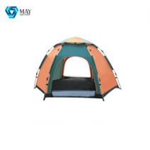 MAY SHOP 원터치 방수텐트 야외 캠핑 텐트 2층 휴대용 접이식 오픈 전자동 피크닉 선캠핑 장비 등산 선루프 원터치 텐트 추천, 배색육각3-5인, 텐트+방습매트+피크닉매트+싱글쿠션침대