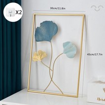 골든 은행잎 식물 열대나뭇잎 벽걸이 철재 액자 장식품 금속 아트 소품 인테리어, 45x30cm 3