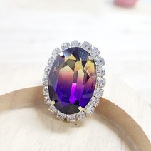 약 25-31mm 타원 큐빅단추 금도금 모음 1개, 투톤 엘로우아메